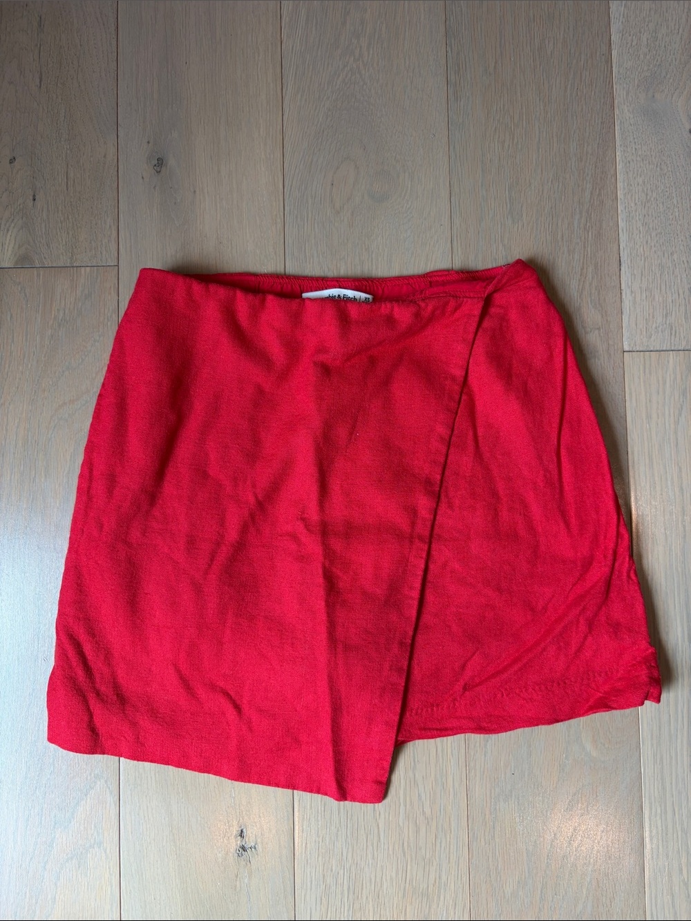 Abercrombie Red Women's Wrap-Front Linen Skort XS